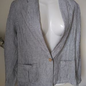 Medium 100% Linen Blazer Pinstripe Jacket